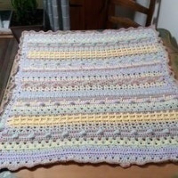 33"x34" Striped Baby Blanket, Sampler Stitch Baby Blanket, Colorful Throw - Picture 8 of 16